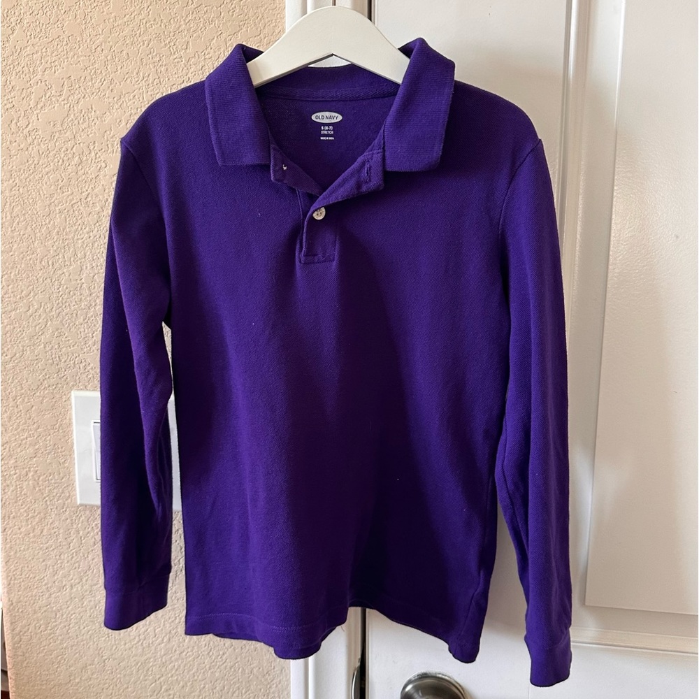 Purple Old Navy Long-Sleeved Polo Shirt Size 6-7